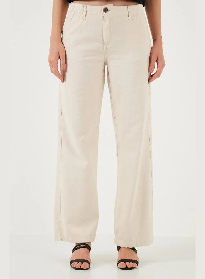 Lela Lela Cotton Standard Fit High Waist Wide Leg Trousers Women'S Pants 668Yp5193